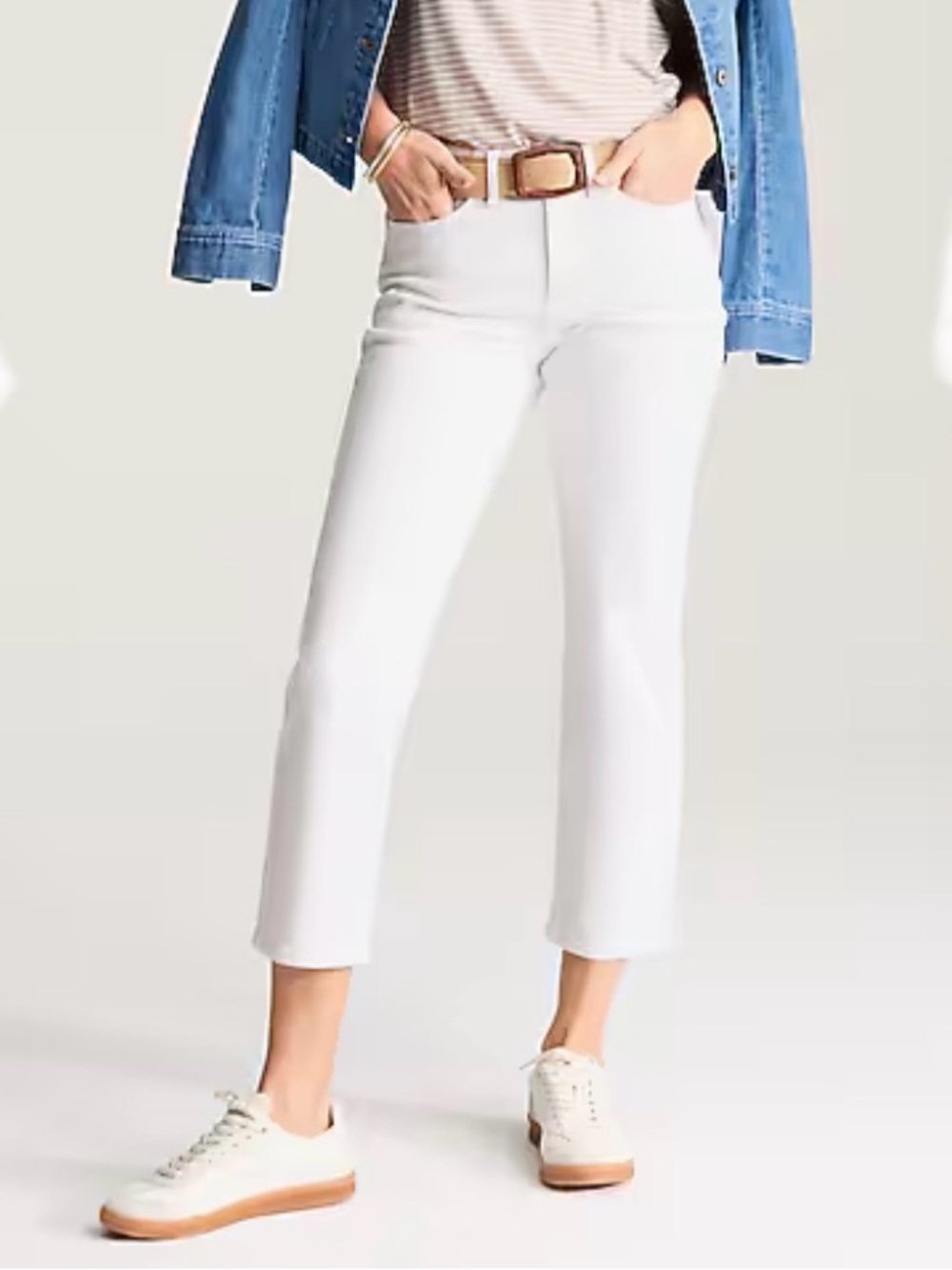 NWOT J. Jill Denim High Rise Cropped White Jeans